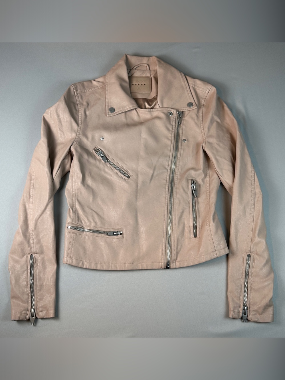 BlankNYC Women's Pale Pink Moto Jacket Assymetrical Zipper Size Small